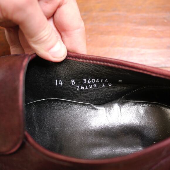Vintage FLORSHEIM Burgundy Leather Moc Toe Comfort Loafers Dress Shoes 14B 48.5